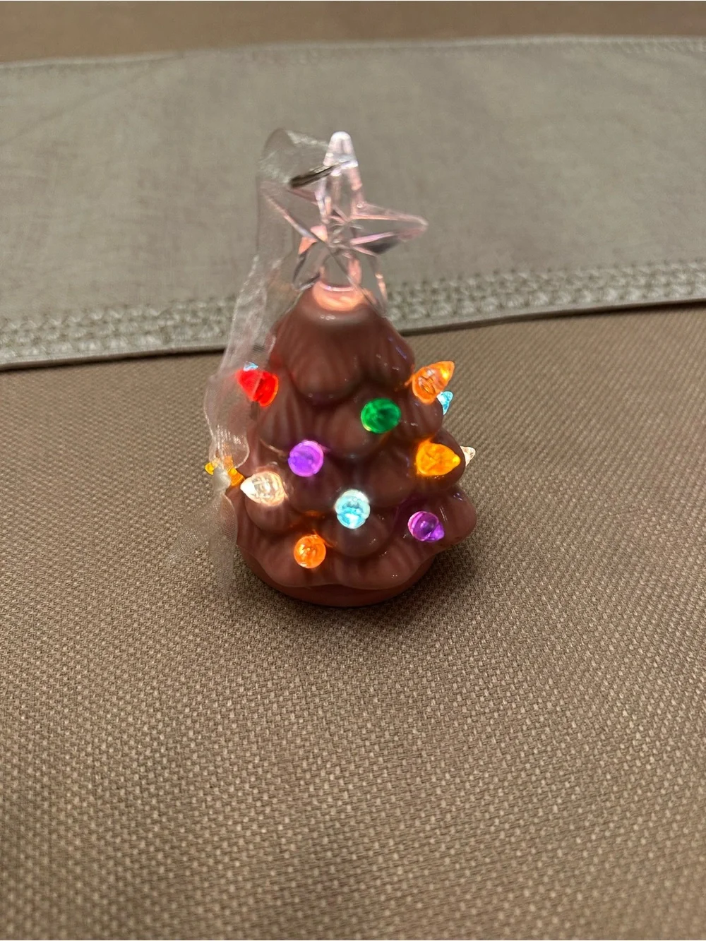 Vintage Pink Ceramic Christmas Tree Ornament